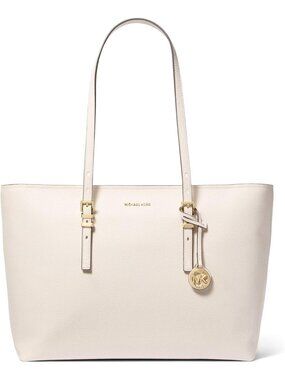 Women’s  Gold-tone Hardware/Light Cream Imported Large Quinn Top-Zip Tote Handba